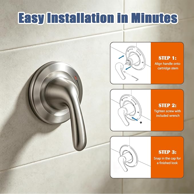 RP48717 Shower Handle Replacement, Compatible with Delta 13/14 Series Tub and Shower Faucet, Single Handle Tub Shower Faucet Handle, Brushed Nickel Finish