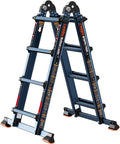 LANBITOU Ladder, A Frame 4 Step Ladder Extension, 14 FT Anti-Slip Multi Position Ladder, Storage Folding Ladder, 300 lbs Security Load Telescoping Aluminum Ladders for Stairs Home Indoor Outdoor Roof