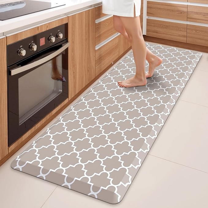 WISELIFE Anti Fatigue Floor Mat - 4/5 Inch Thick Kitchen Mat Non Slip Waterproof Heavy Duty Ergonomic Comfort Mat Durable for Home, Office, Sink, Laundry,(24" x 70", Khaki)