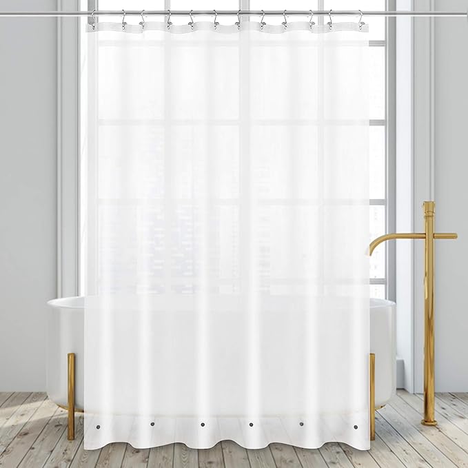 Barossa Design Long Shower Curtain Liner with 6 Magnets - 72" x 78", Waterproof PEVA Shower Liner for Bath Tub, PVC Free, Metal Grommets - Frost, 72x78