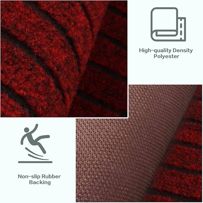 Custom Size Runner Rug 3 ft x 64 ft, 2-82ft Carpet Runners Hallway Entryway Kitchen Garage Laundry Room Area Rugs with Non-Slip Rubber Backing, Red with Black Stripe