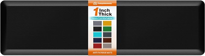 Kitchen Mats for Floor, 1 Inch Extra-Thick Kitchen Rugs, Non-Slip & Waterproof Standing Desk Mat, Comfort Anti Fatigue Mats for Kitchen Floor, Home, Sink, Office (20" X 72", Black)