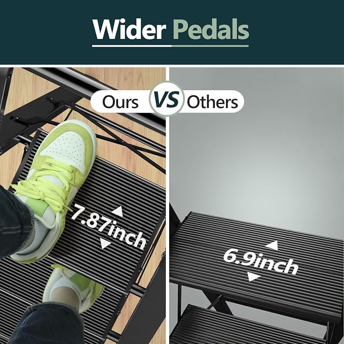 WOA WOA 5 Step Ladder for 10 Feet High Ceiling, Lightweight Foldable Ladder with Non-Slip Wide Pedals, Step Stool with Safe Handrail, Space Saving for Home, Kitchen, Indoor & Outdoor 300lbs - Black