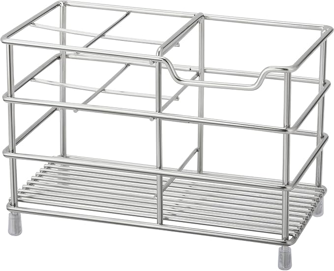 Urbanstrive 304 Stainless Steel Bathroom Toothbrush Holder Toothpaste Holder Stand Bathroom Accessories Organizer (Silver, Large)