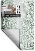 Hearth & Harbor Bathroom Rugs, Chenille Bath Mat - Machine Washable Bath Mats for Bathroom Non-Slip Backing Rubber, Quick Dry Bathroom Mat, 17 x 24 - Ombre Green