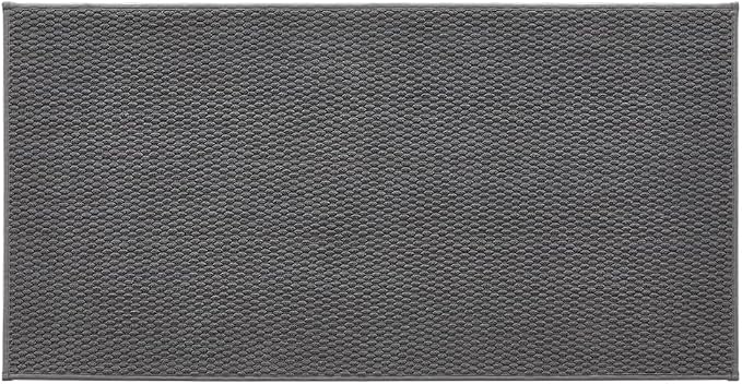 TYUU Bathroom Rugs Non Slip Washable, Super Absorbent Thin Bath Mat Quick Dry Low Pile Bathroom Rug, Dark Grey 24"x47"