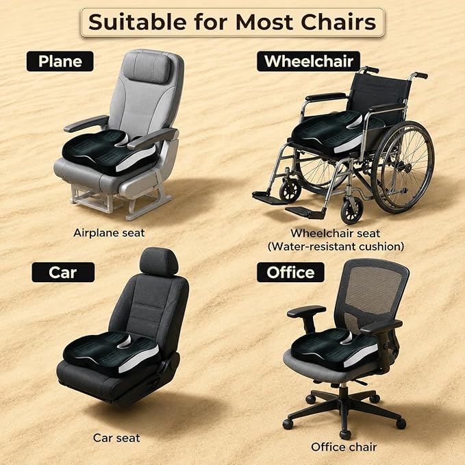 Memory Foam Seat Car Computer Desk Chair Cushion，Cushion For Tailbone Pain Relief Cushion Office Chair Butt Pillow Seat Cushions For Office Chairs Wheelchair Cushion For Long Sitting Back Pain Blue