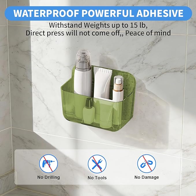 Diesisa 2pc Acrylic Wall Mount Organizer, Adhesive Cabinet Door Organizer,Acrylic Bathroom Shelves for Wall,No Drilling Hang Walls,with Self Adhesive Tape, for Bathroom, Kitchen, Living Room-Green