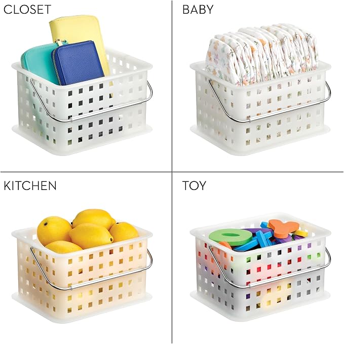 iDesign Portable Shower Caddy Basket for College Dorm or Bathroom, Set of 3, Frost, Made in USA