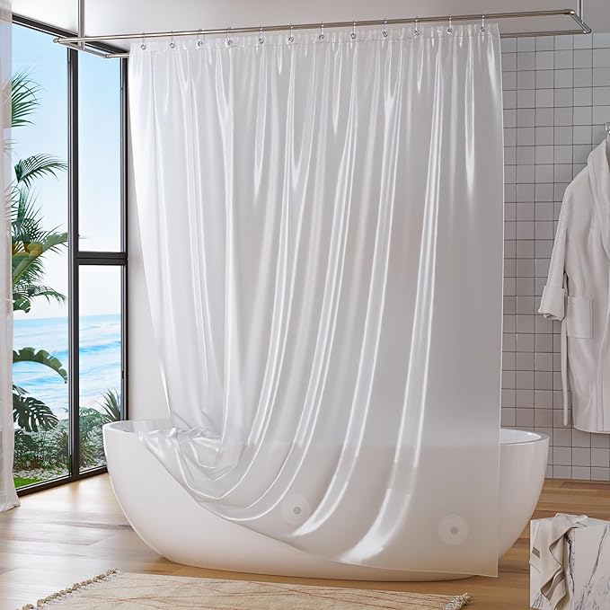 Titanker Extra Long Shower Curtain Liner 72 x 84 Plastic Frosted Shower Liner Waterproof Shower Curtain Liner PEVA Shower Curtains for Bathroom with Magnets and Rustproof Metal Grommets