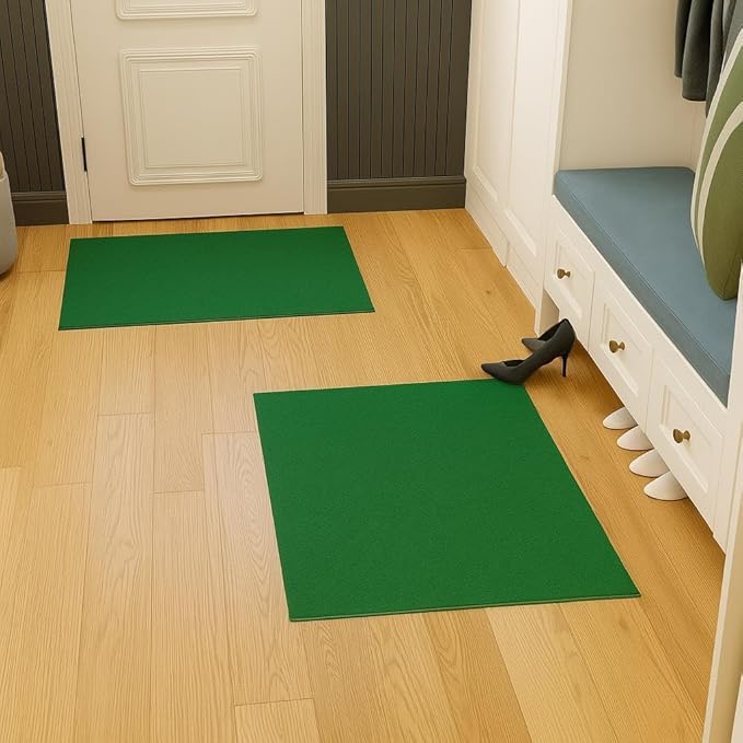 Ottomanson Mud Mat 2' x 3' - 2 Pack Entryway Rug -Non-Slip Doormat for Muddy Paws, Dirt Trapping Indoor/Outdoor Mat for High-Traffic Areas, Kitchen, Garage, Patio, Green