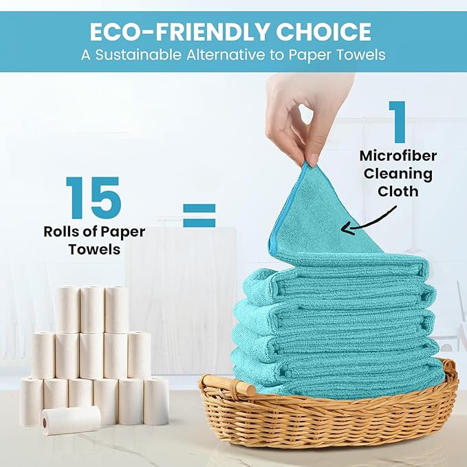 34 Pack Microfiber Cleaning Cloth, 11 Assorted Colors Cleaning Rags for Housekeeping, Colorful Reusable Microfiber Towels for Car, Kitchen, Bathroom and Household Cleaning Supplies, 11.8"X11.8"