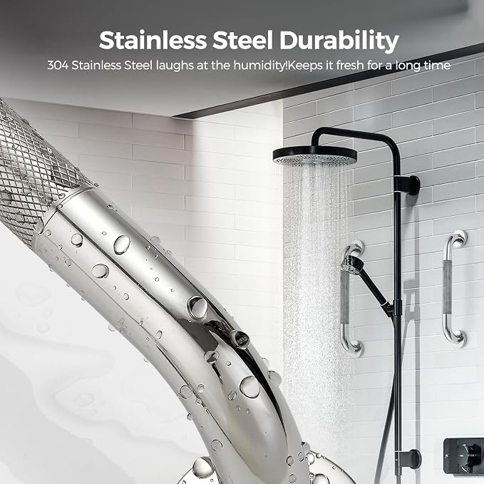 24 Inch Grab Bars for Shower, Stainless Steel Safety Handicap Grab Bars for Bathroom, Anti-Slip Shower Handle, Wall Mounted (2 Pack, Polished Nickel)