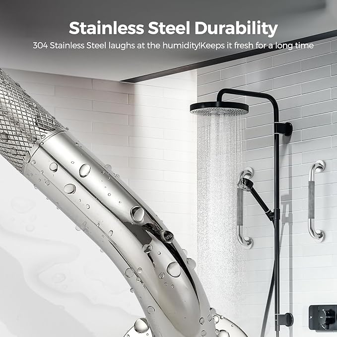 18 Inch Grab Bars for Shower, Stainless Steel Safety Handicap Grab Bars for Bathroom, Anti-Slip Shower Handle, Wall Mounted (2 Pack, Polished Nickel)