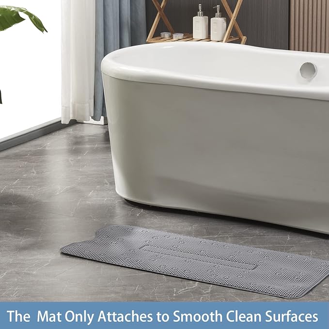 Webos Soft Bathtub Mat Non Slip: Memory Foam Shower Mat with Suction Cups for Bathroom Inside Tub 40X16Inch (Dark Grey)