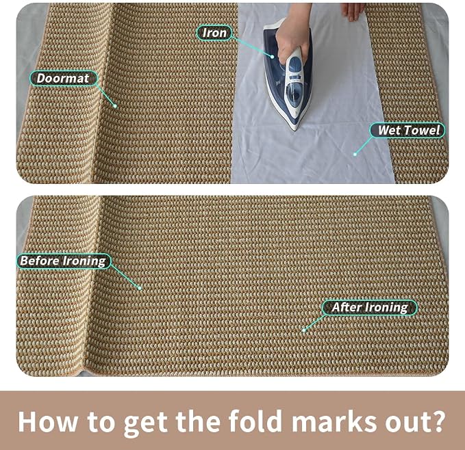 Indoor Doormat, 24" x 40", Camel and Beige, Non-Slip Washable Doormats, Low Profile Front Doormat, Front Door Mat Outdoor Entrance, Entryway, Kitchen mats for Floor