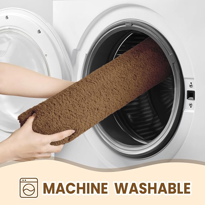 TECHMILLY Fluffy Tufting Bathroom Rug Mat 36x24, Absorbent Thick Non Slip Microfiber Mats, Quick Dry Machine Washable Bath Rug for Bathroom Floor, Bathtub and Shower, Tan