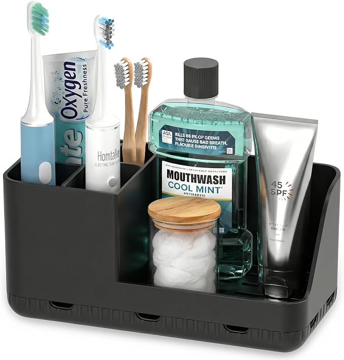 Toothbrush Holders for Bathroom Counter - Detachable Bathroom Organizer and Storage Electric Toothbrush and Toothpaste Holder, Bathroom Decor Accessories for Countertop, Shower, Sink