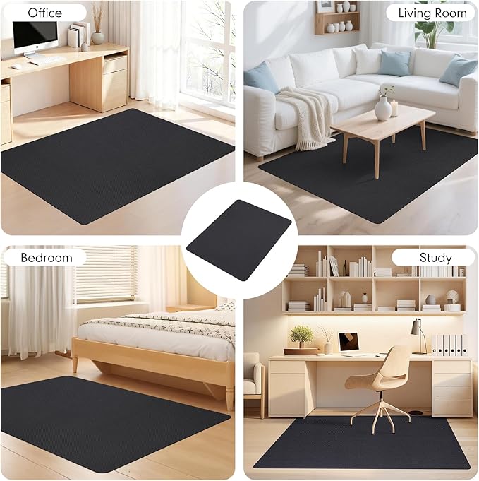 Office Chair Mat for Hard Floors,48"x60" Anti-Slip Waterproof Hardwood Floor Chair Mat,Heavy Duty Floor Protector Rolling Chairs for Home Office(Black)