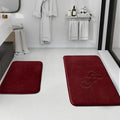 HUXMEYSON Bathroom Rugs Sets 2 Piece, Non-Slip & Quick Dry Bath Mat Set, Ultra Soft Velvet Bath Rugs for Bathroom, Toilet and Shower Floor, Red