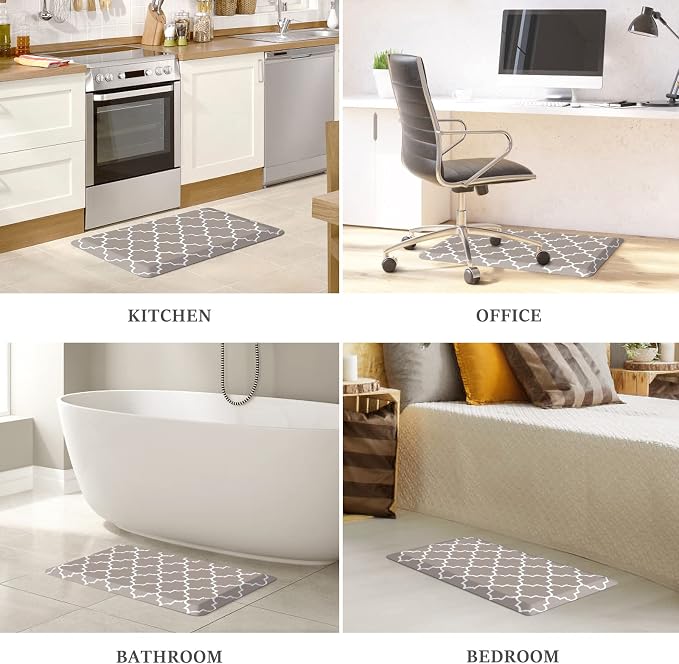 WISELIFE Kitchen Runner Rugs Anti-Fatigue mats - 4/5 Inch Non Slip Waterproof Ergonomic Comfort Mat for Kitchen, Floor Home, Office, Sink, Laundry (17.3"x 28",Khaki)