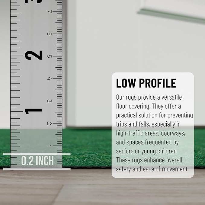 Ottomanson 2'7" x 36' Hallway Runner - Extra Durable Non-Slip Rug Mat for Indoor & Outdoor Use - Ideal for Kitchen, Entryway & Garage - High-Traffic Carpet, Green