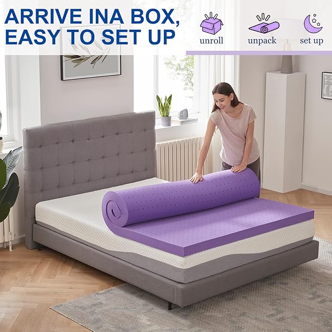 SINWEEK 3 Inch Gel Memory Foam Mattress Topper Ventilated Soft Pressure Relieve Mattress Pad, Breathable Bed Topper, CertiPUR-US Certified, California King Size