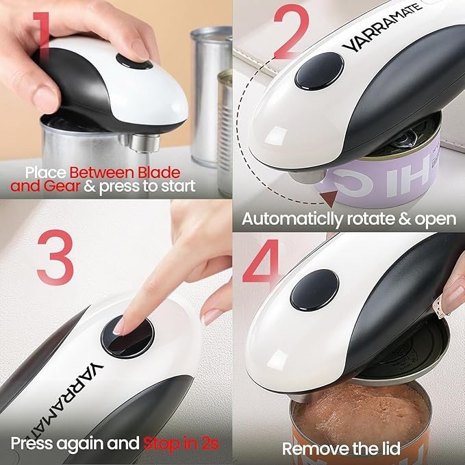 YARRAMATE Electric Can Opener, One Touch Rechargeable Automatic Can Openers for Kitchen Fits All Cans Sizes - Smooth Edge, Hands-Free for Seniors | With Storage Bag, Portable for Travel