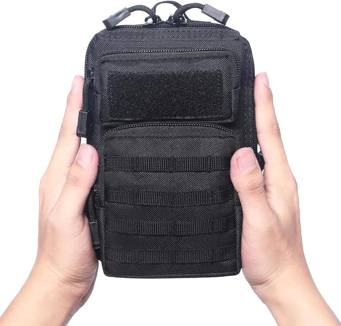 2 Pack Tactical Molle Admin Pouch with US Flag Patch and Keychain - Utility Laser Cut Tactical EDC Tool Pouch Bag Horizontal Modular Pouches Utility Tool Pouch
