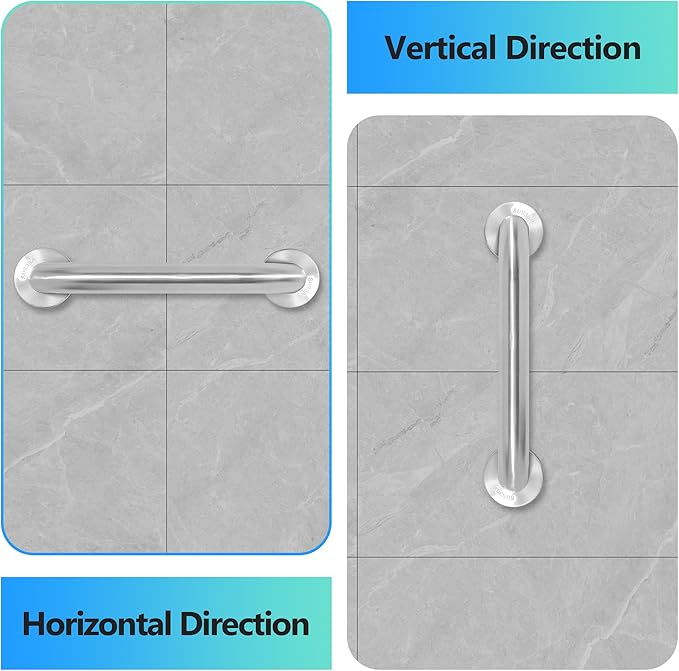 Shower Grab Bar, 2 Pack 24 Inch Brushed Nickel Bathroom Safety Bar, 1.25" Diameter 304 Stainless Steel Grab Bars for Bathtubs and Showers, Handicap Shower Grab Bar for Seniors Elderly