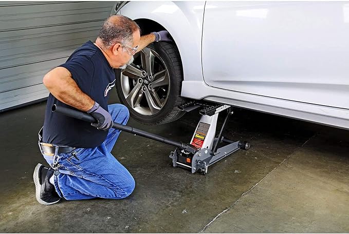 Powerbuilt 3000 Pound Triple Lift Garage Jack, Heavy Duty Vehicle, Truck, Car, Motorcycle, Transmission Lift, 1.5 Ton Capacity, 620622
