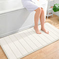 OLANLY Memory Foam Long Bathroom Rugs Runner 47x24, Super Soft Absorbent Bath Mat, Quick Dry, Machine Washable Shower Floor Rugs, Bathmat Carpet, Bathroom Home Decor Accessories, Ivory