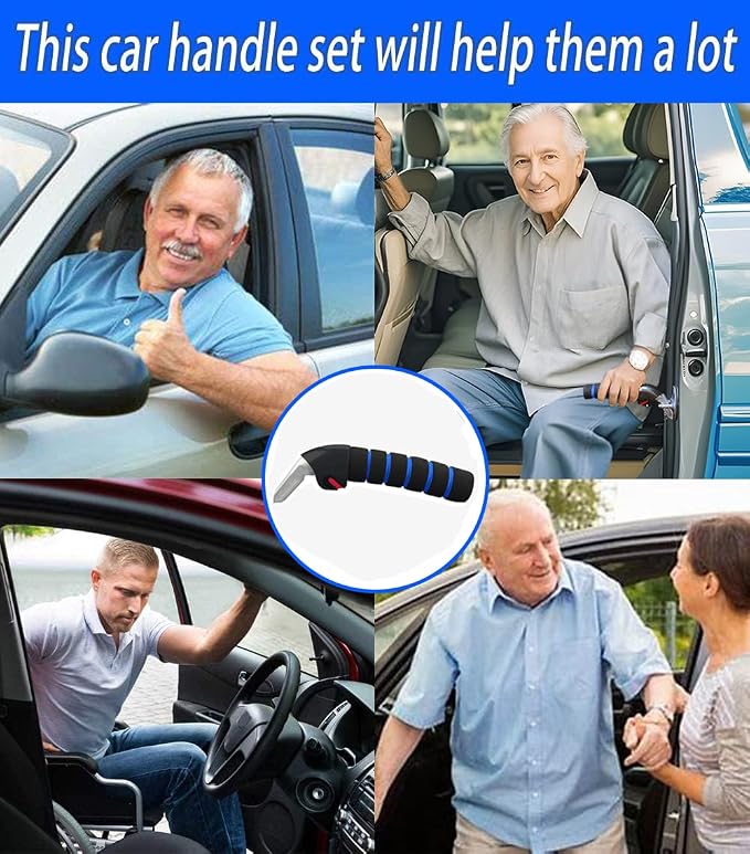KOUNATSURI Car Door Handle for Elderly Car Assist Support Handle Multifunction Car Door Latch Bar for Seniors and Handicapped(Blue)