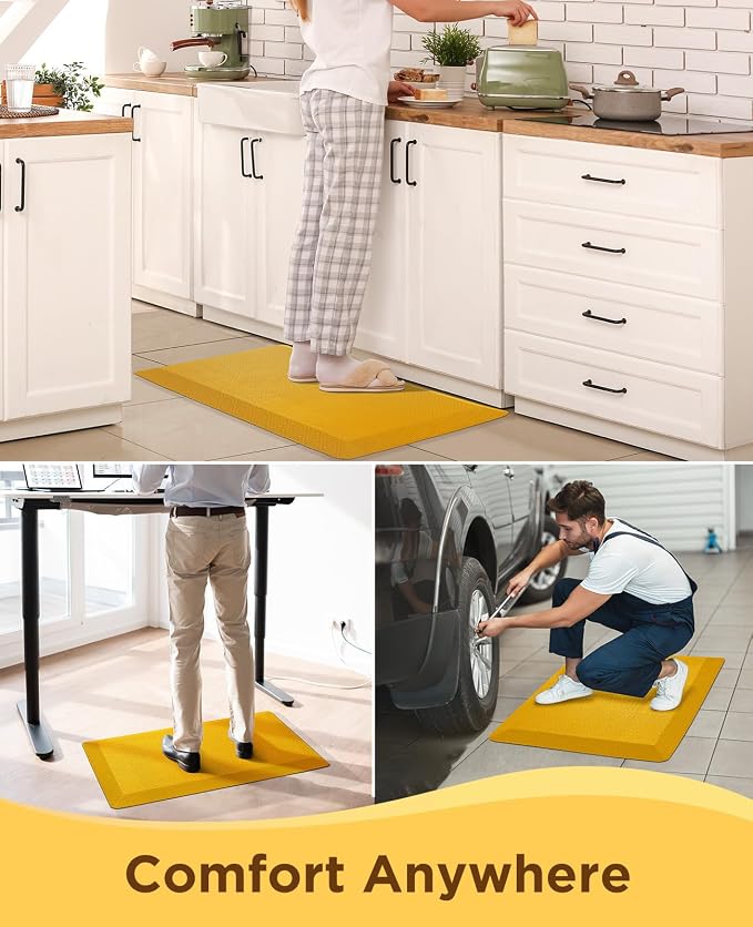 Ophanie Kitchen mats for Floor, 3/4 inch Thick, Kitchen Rugs, 20''x48'' Anti Fatigue Standing Cushioned Mat, Waterproof,Comfort Ergonomic mat for Office, Home, Sink, Orange Non-Slip Bottom