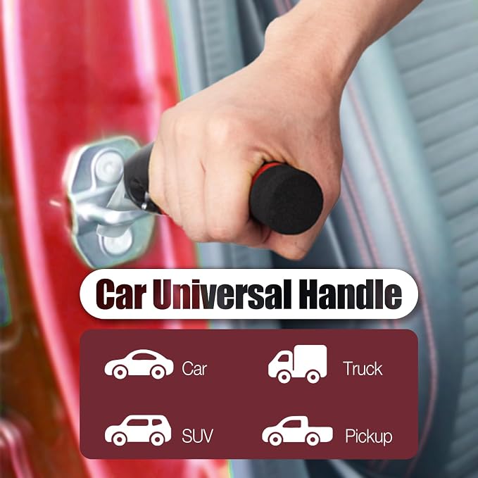 KOUNATSURI Car Door Handle for Elderly Car Assist Support Handle Multifunction Car Door Latch Bar for Seniors and Handicapped(Red)