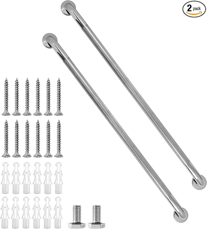 Shower Grab Bar, 2 Pack 39.4 Inch Bathroom Grab Bar, 1.25" Diameter 304 Stainless Steel Anti-Slip Grab Bars for Bathtubs and Showers, Handicap Shower Grab Bar for Seniors Elderly