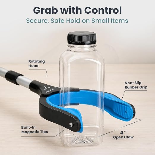 Pelegon Grabbers for Seniors Heavy Duty, 43 Inch Heavy Duty Grabber Reacher Tool, Foldable Long Reach Grabber with 90° Rotating Head, Magnetic Tips, Rubberized Grips, Aluminum Pick Up Tool - 1 Pack