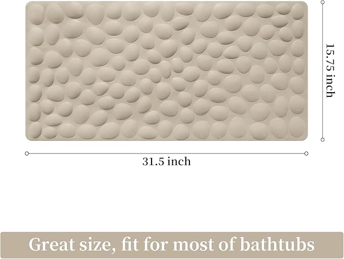 OTHWAY Bathtub Mat Non Slip, Rubber Bath Mat for Kids for Baby, 16x31.5 inch Large Bath Mats for Bathroom Tub with Strong Suction Cups (Brown)