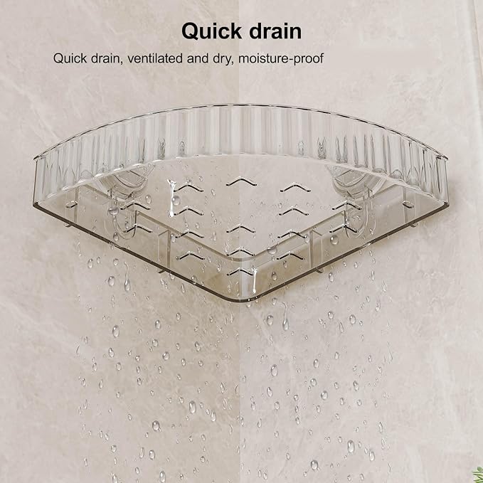 Shower Caddy Suction Cup Corner Bathroom Shower Organizer for Bathroom Storage & Home Decor Kitchen No Drilling Large Capacity Removable and Reusable Shower Shelves for Inside Shower (corner,Clear)