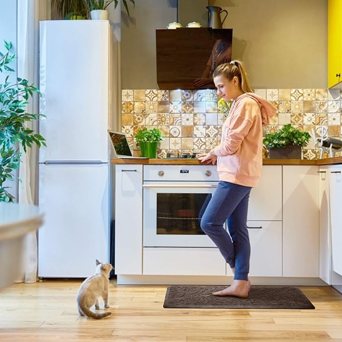 KMAT Kitchen Mat Cushioned Anti-Fatigue Floor Mat Waterproof Non-Slip Standing Mat Ergonomic Comfort Floor Mat Rug for Home,Office,Sink,Laundry,Desk 30"(L) x 20"(W),Brown