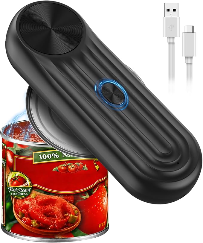 Electric Can Opener, One Touch Automatic Can Opener for Seniors, Rechargeable Cordless Can Openers, Auto‑Stop Smooth Edge Lid Cutter, Fits All Can Sizes, Food Safe Kitchen Gadget for Arthritis