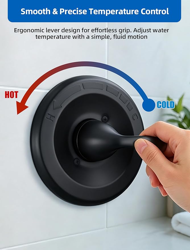 RP48717 Shower Handle Kit Replacement for Delta 13 14 1300 1400 Series, Shower Knob Replacement, Matte Black Lever
