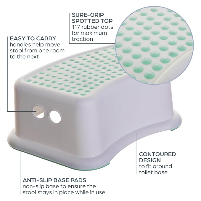 Dreambaby Step Stool for Kids - Non-Slip Base and Contoured Design for Toilet Potty Training and Sink Use - Mint