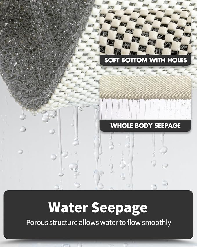 Non-Slip Bathtub Mat, 17x47 Inch Shower Mats for Bath Tub, PVC Loofah Bathroom Mats for Wet Areas, Quick Drying