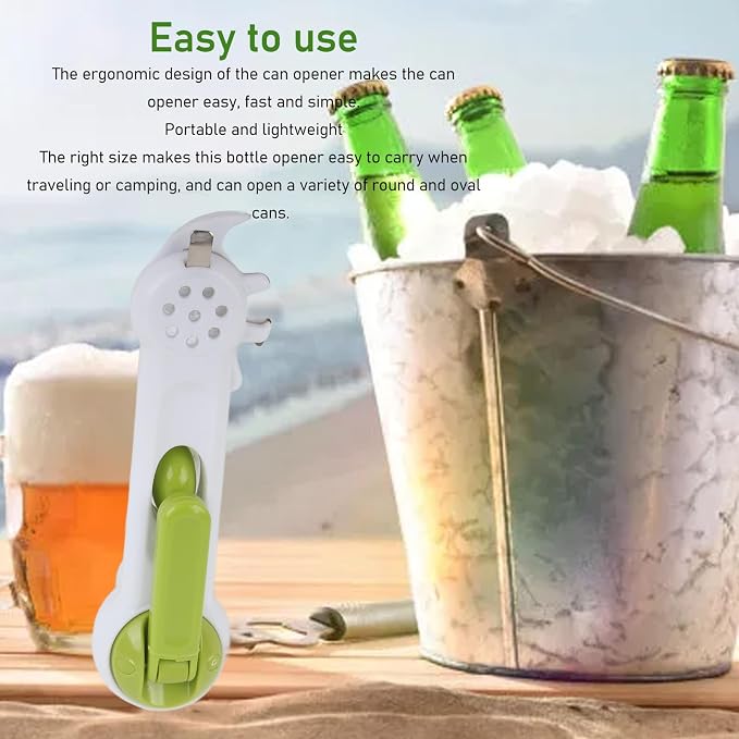 6in1 MultiPurpose Kitchen Opener Set, Jar can and Bottle Opener with Grip Handle Include Corkscrew and Rubber Gripper