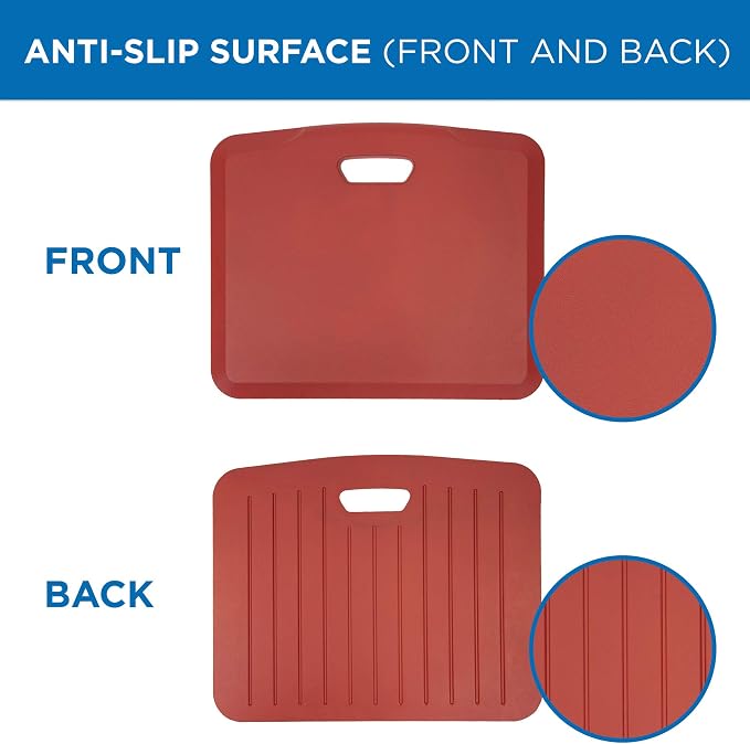 Mount-It! Standing Desk Floor Mat | Red Standing Comfort Mat for Standing Desk, Home, Office, Kitchen, Garage | Anti-Slip Washable Surface| 18"x22" | Rubberized Gel Foam
