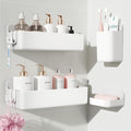 Nieifi Adhesive Wall Shelf, Shower Shelves, Shower Organizer for Bathroom Organization (White, 4 pieces)