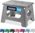 Handy Laundry Folding Lightweight Step Stool - Sturdy Enough to Support Adults - Opens Easy with One Flip - Great for Kitchen, Bathroom or Bedroom (Grey - 9 Inch)