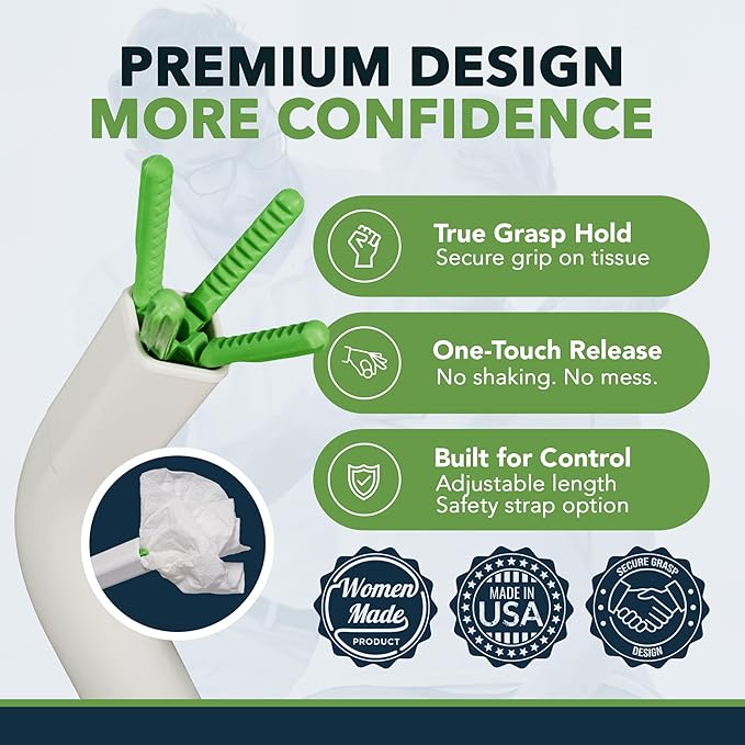 FreedomWand Multipurpose Toilet Aids - 25.5" Inch Wiping Aid Toileting for Women & Men, Butt Wiper Tool, Toilet Assist Device and Paper Extender, Ideal for Elderly, Disabled and Post Surgery Use