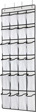 SAVERHO Over the Door Shoe Organizer, Hanging Shoe Organizer with 24 Mesh Large Pockets Door Shoe Rack Organizer for Men Women Kids Hanging Shoe Storage Bag.(White